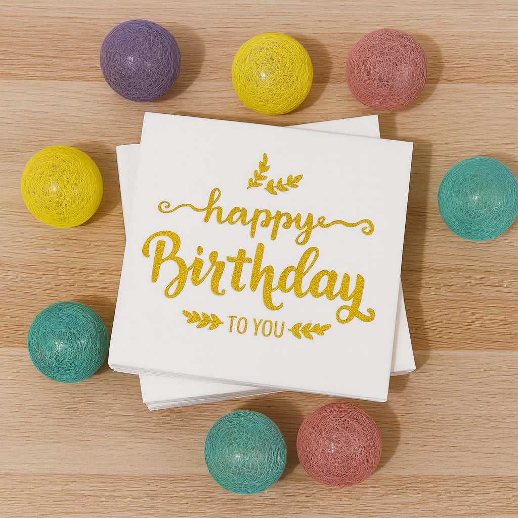 Serviette Happy Birthday To You Gold