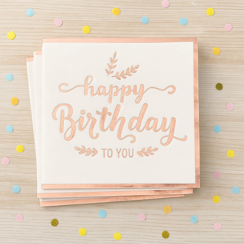 Serviette Happy Birthday To You Rose Gold