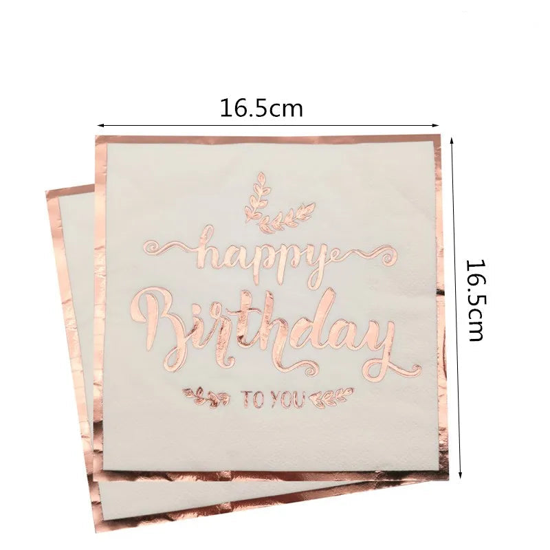 Serviette Happy Birthday To You Rose Gold Glamour