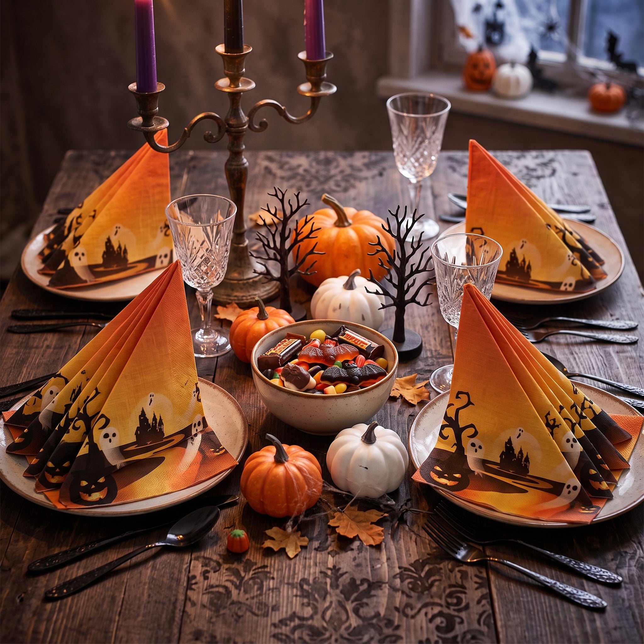 Serviette Happy Halloween Fantômes festive