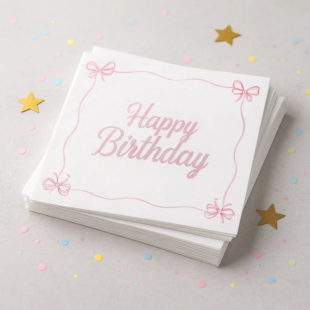 Serviette Jetable Blanc et Rose Epurée 1