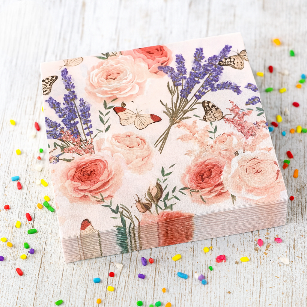 Serviette Jetable Elégante Fleurie