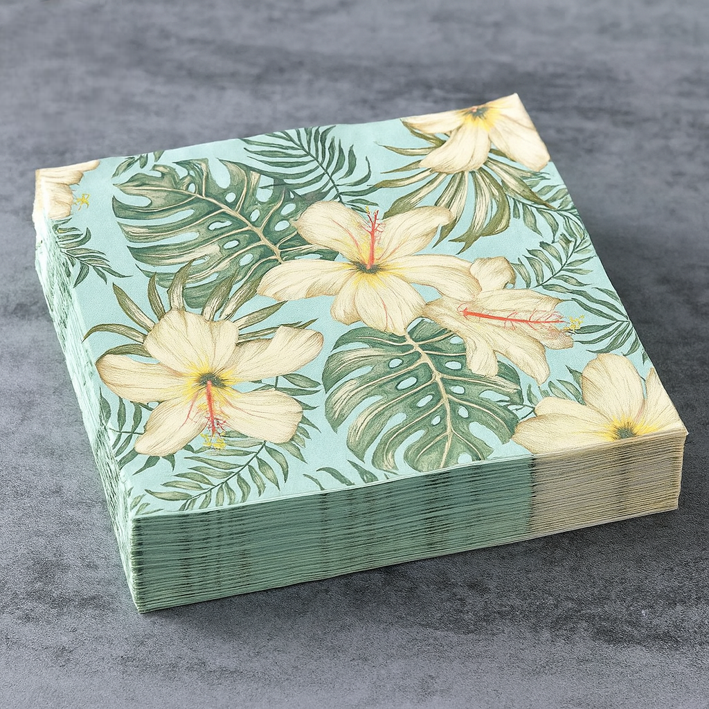 Serviette Jetable à Fleurs Tropicales