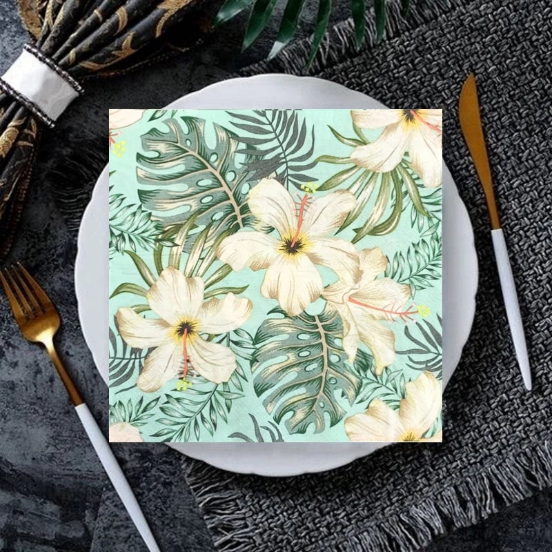 Serviette Jetable à Fleurs Tropicales