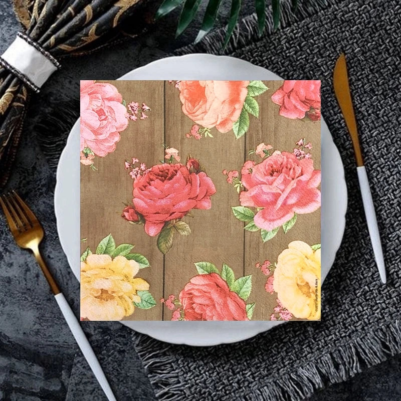 Serviette Jetable Fleurs de Rose
