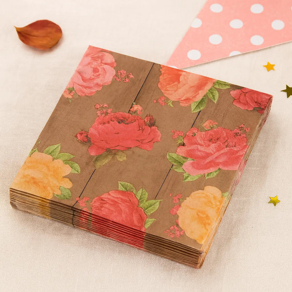 Serviette Jetable Fleurs de Rose 1
