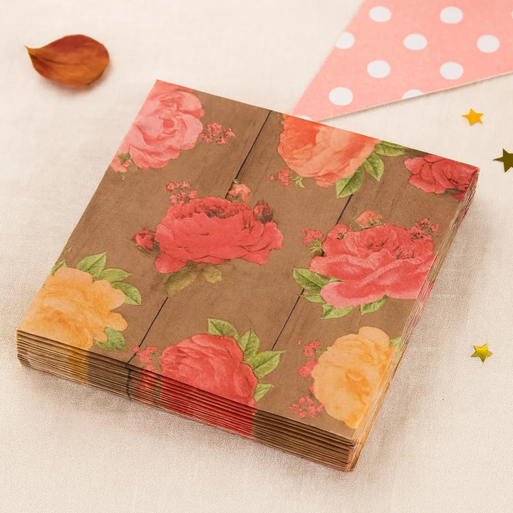 Serviette Jetable Fleurs de Rose 1