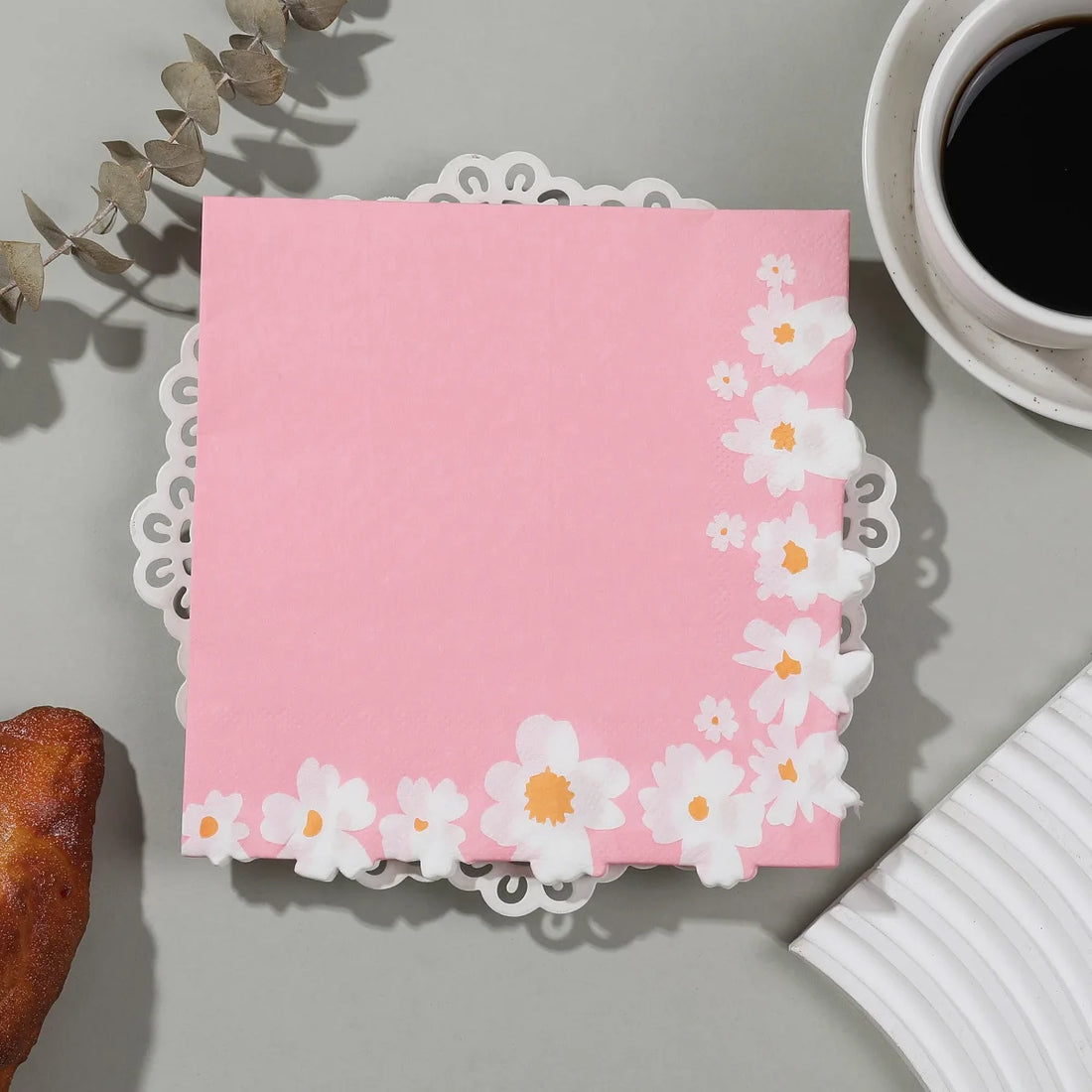 Serviette Jetable Marguerites Rose