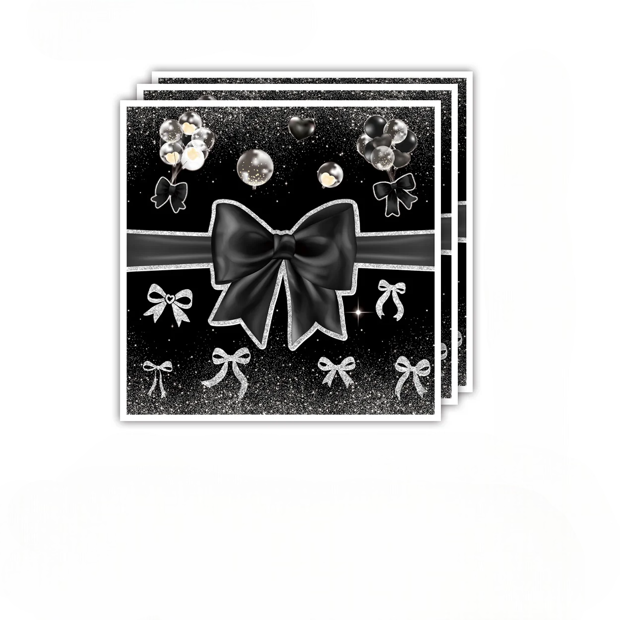 Serviette Jetable Noire Élégante Nœud