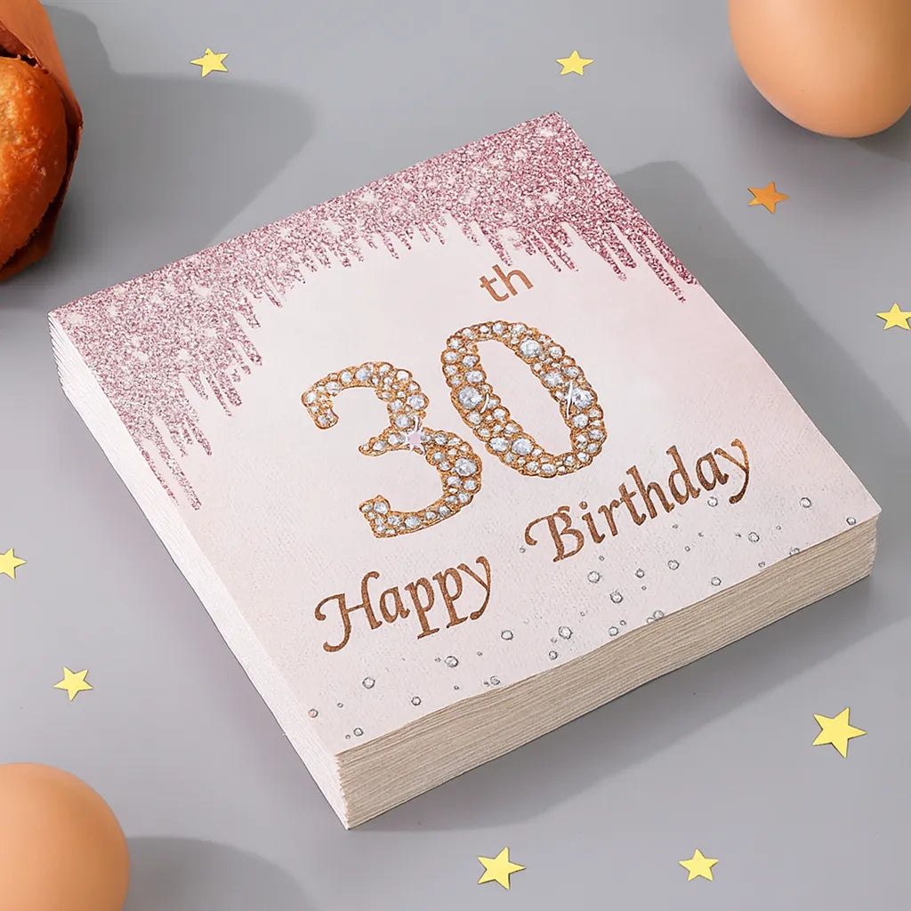 Serviette Jetable OR Rose 30th 1