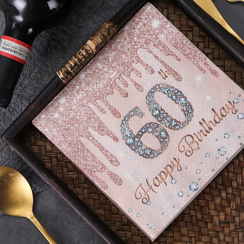 Serviette Jetable Or Rose 60th Raffiné