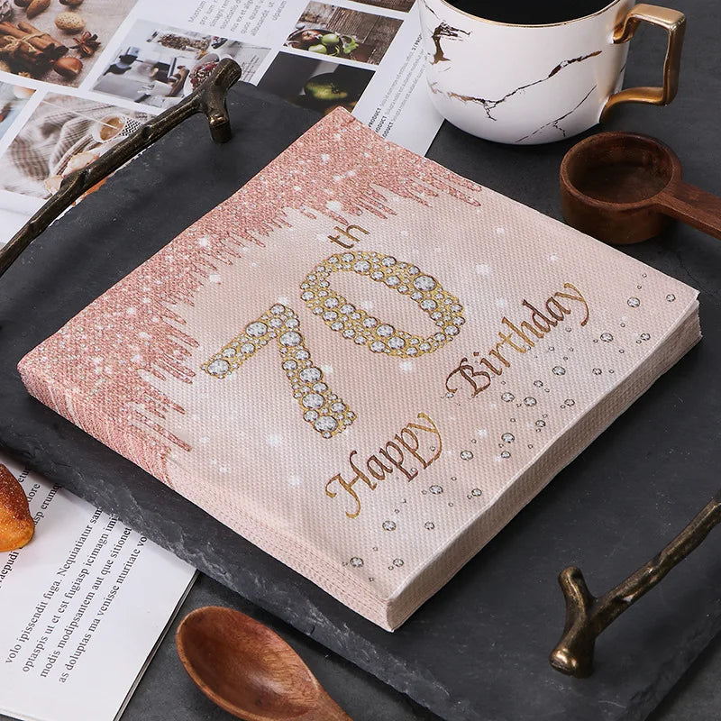 Serviette Jetable Or Rose 70th Raffiné