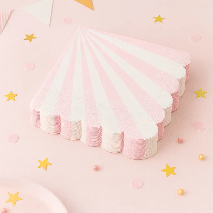 Serviette Jetable Rose À Rayures 1