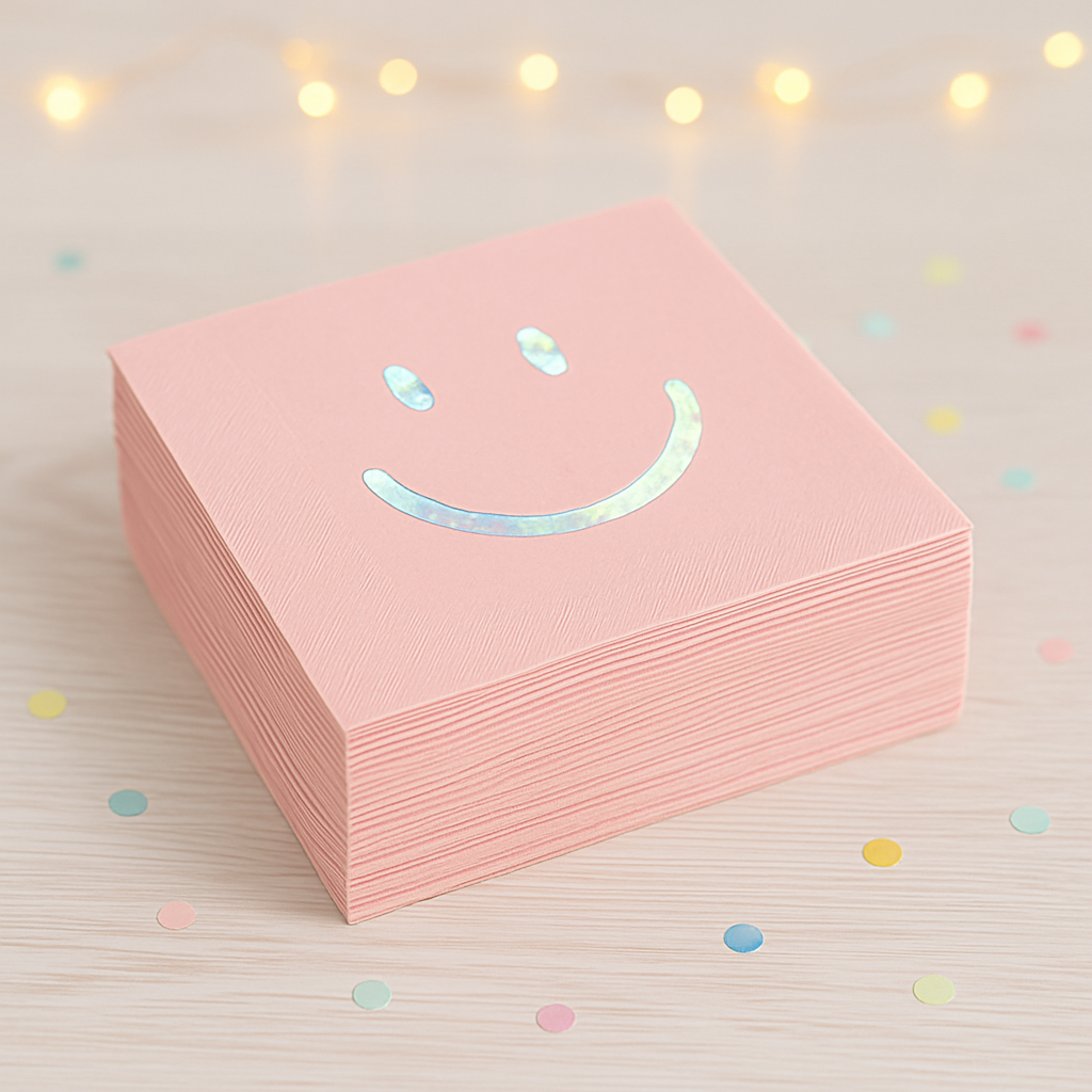 Serviette Jetable Smiley Rose