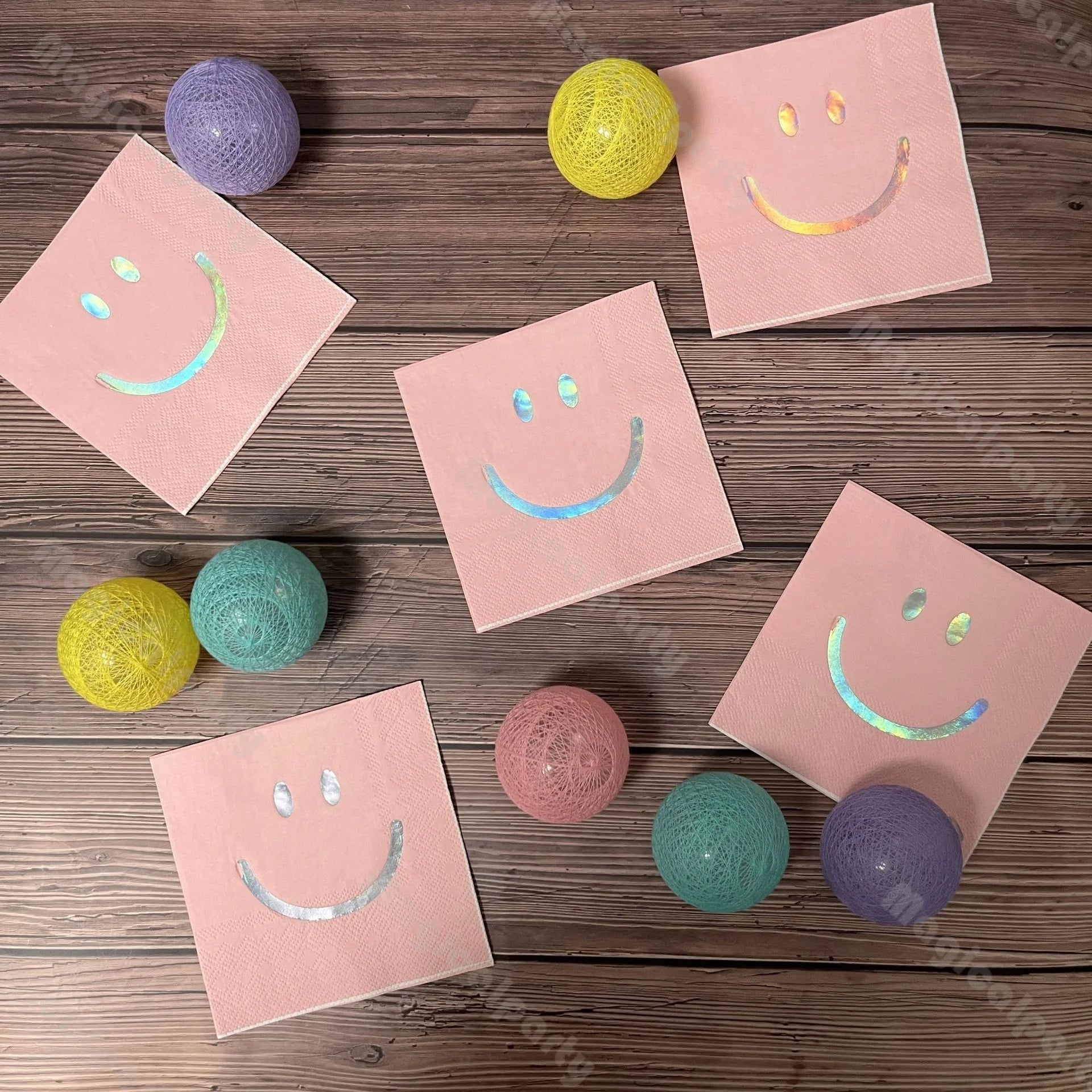 Serviette Jetable Smiley Rose