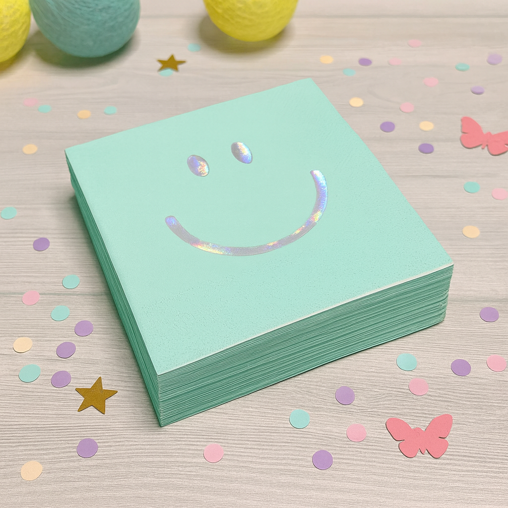 Serviette Jetable Smiley Vert