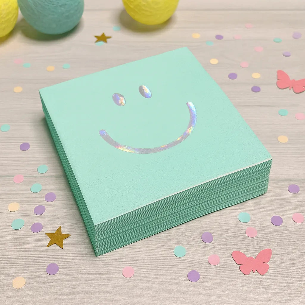 Serviette Jetable Smiley Vert 1