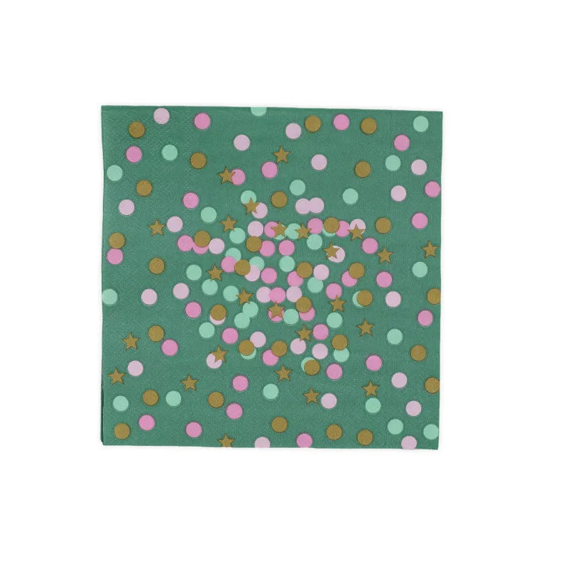 Serviette Jetable Vert à Confettis 
