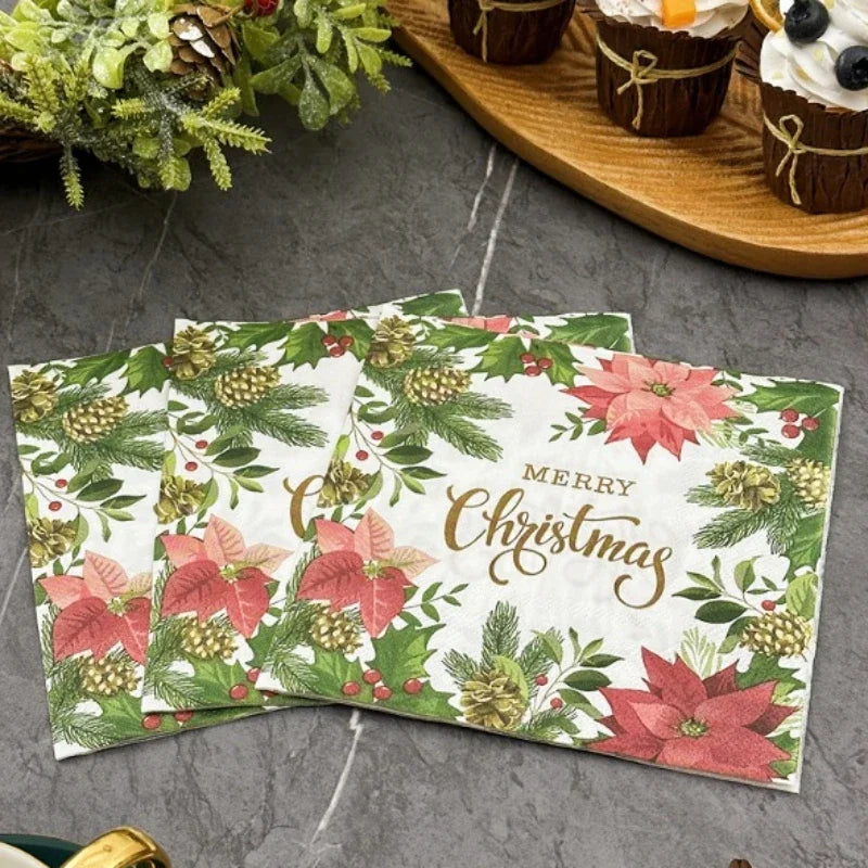 Serviette Merry Christmas en Papier Légère 