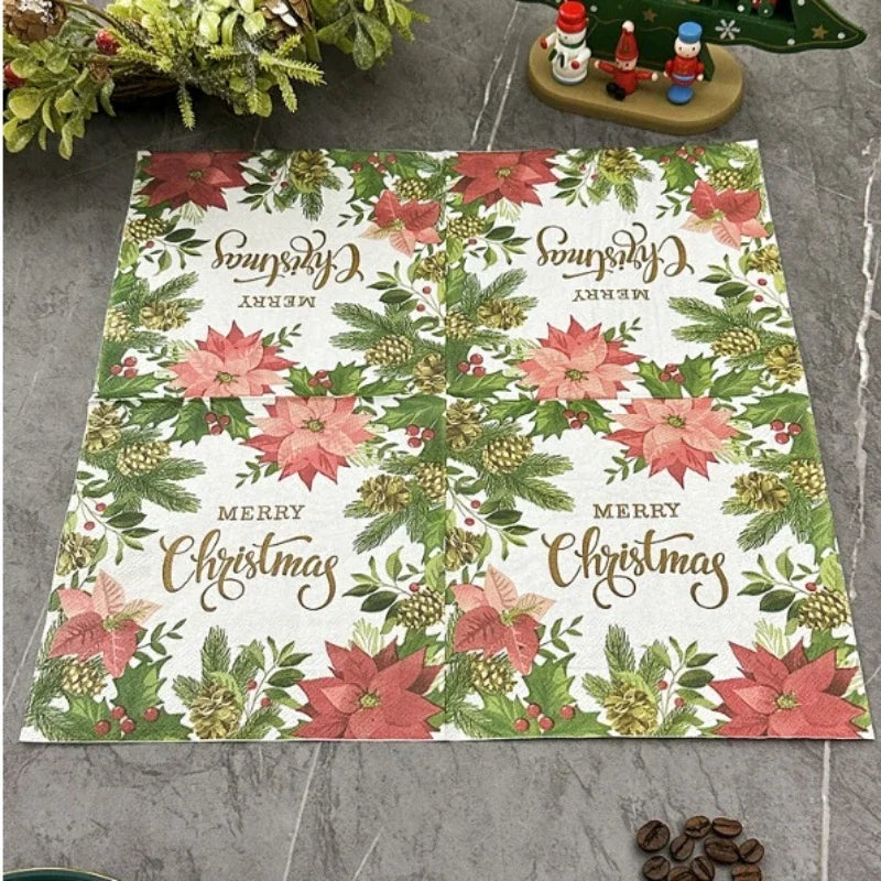 Serviette Merry Christmas en Papier Résistante 