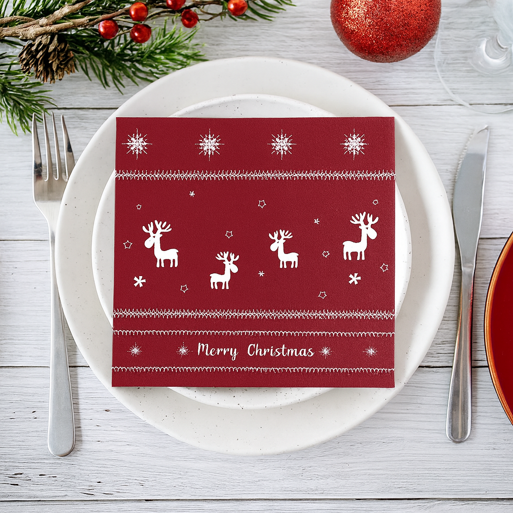 Serviette Noël Bordeaux Minimaliste