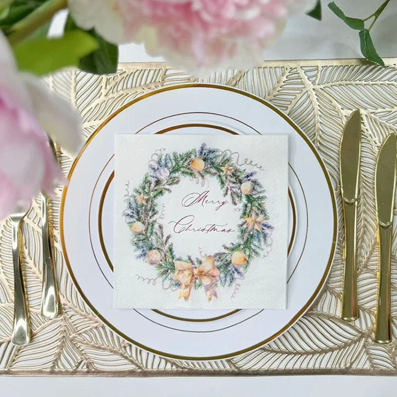 Serviette Noël Couronne Colorée