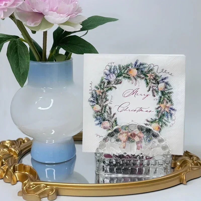 Serviette Noël Couronne Colorée Design