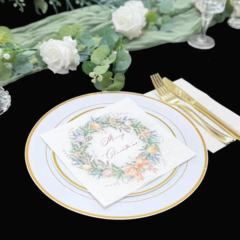 Serviette Noël Couronne Colorée absorbante 