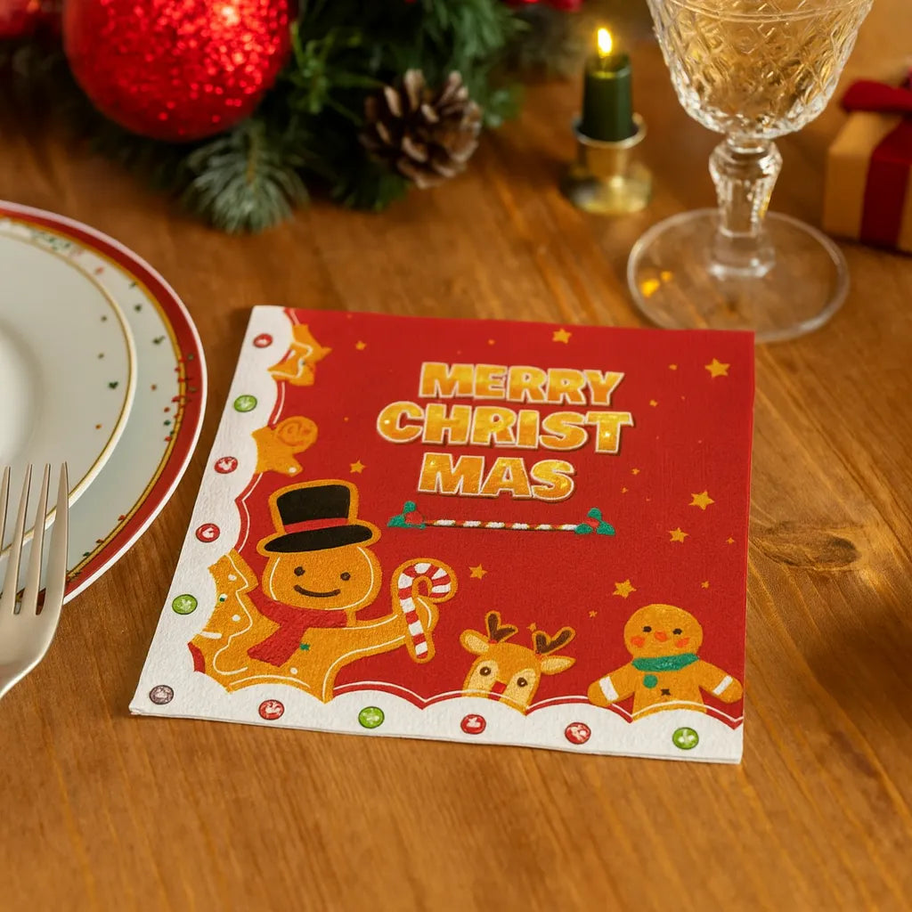 Serviette Noël Merry Christmas Rouge