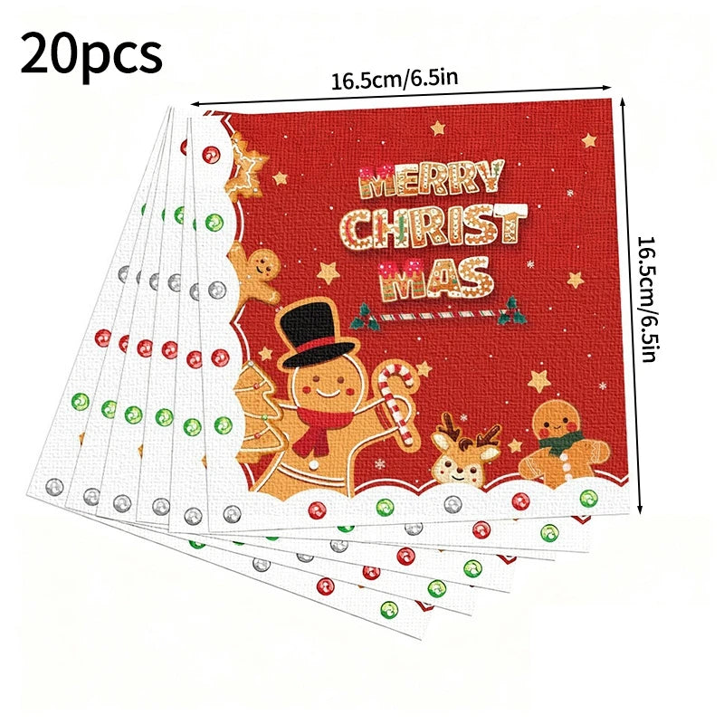 Serviette Noël Merry Christmas Rouge 