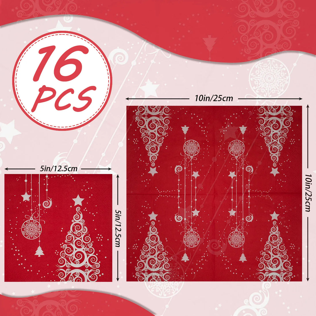 Serviette Noël Rouge en Papier Raffiné 