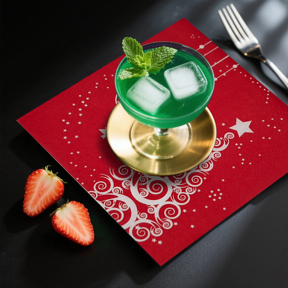 Serviette Noël Rouge en Papier Raffiné 