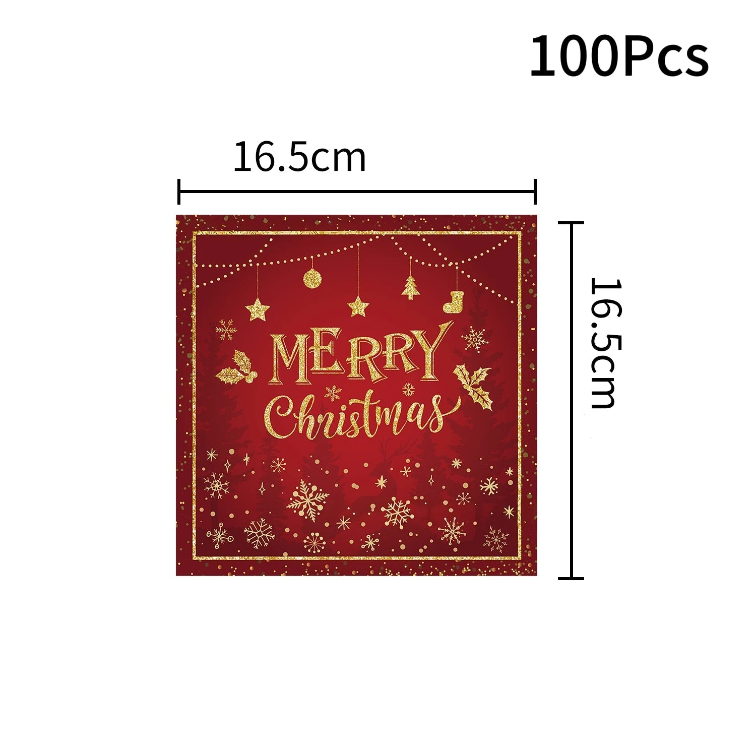 Serviette Noël Rouge et Dorée Raffinée Dimension