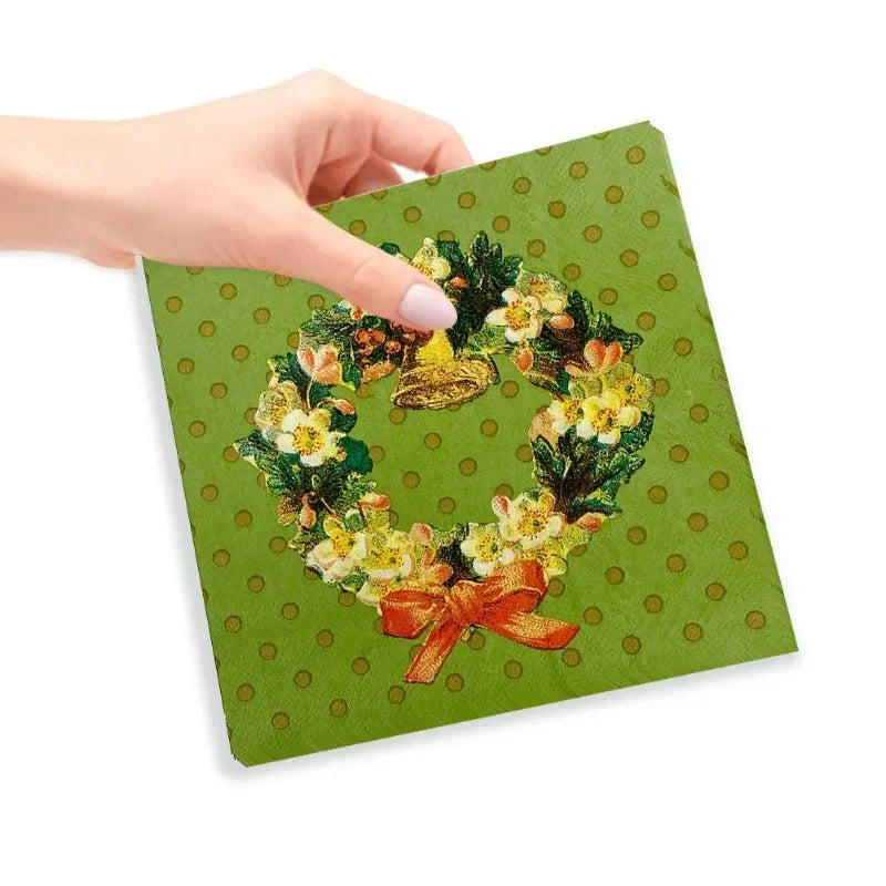 Serviette Noël Verte Papier 