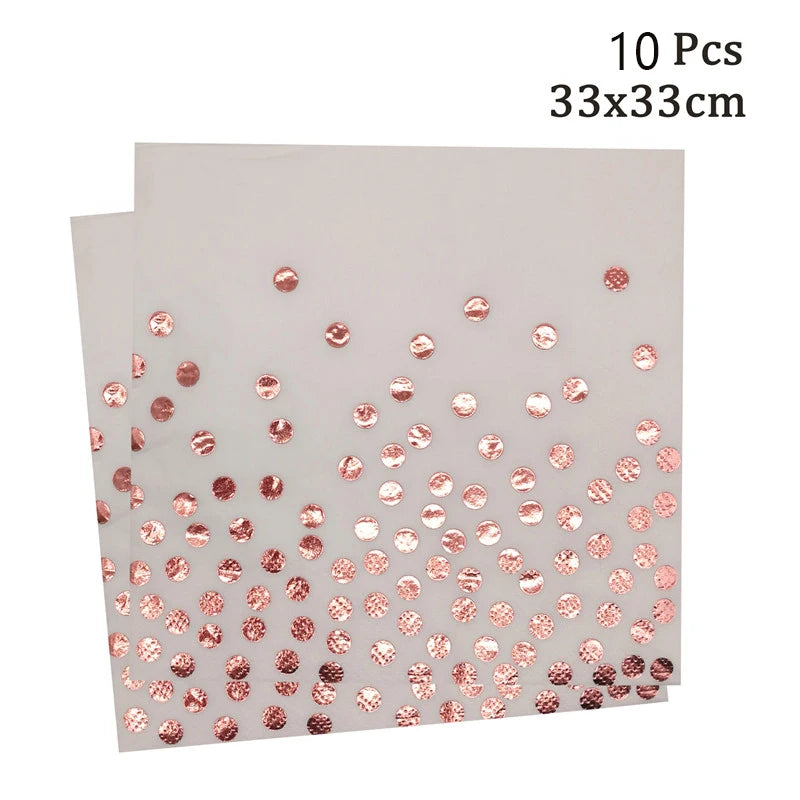 Serviette à  Pois Rose Gold à Pois