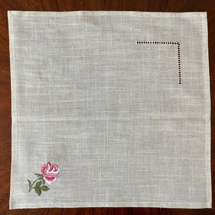 Serviette Saint-Valentin à Fleurs en Lin chic