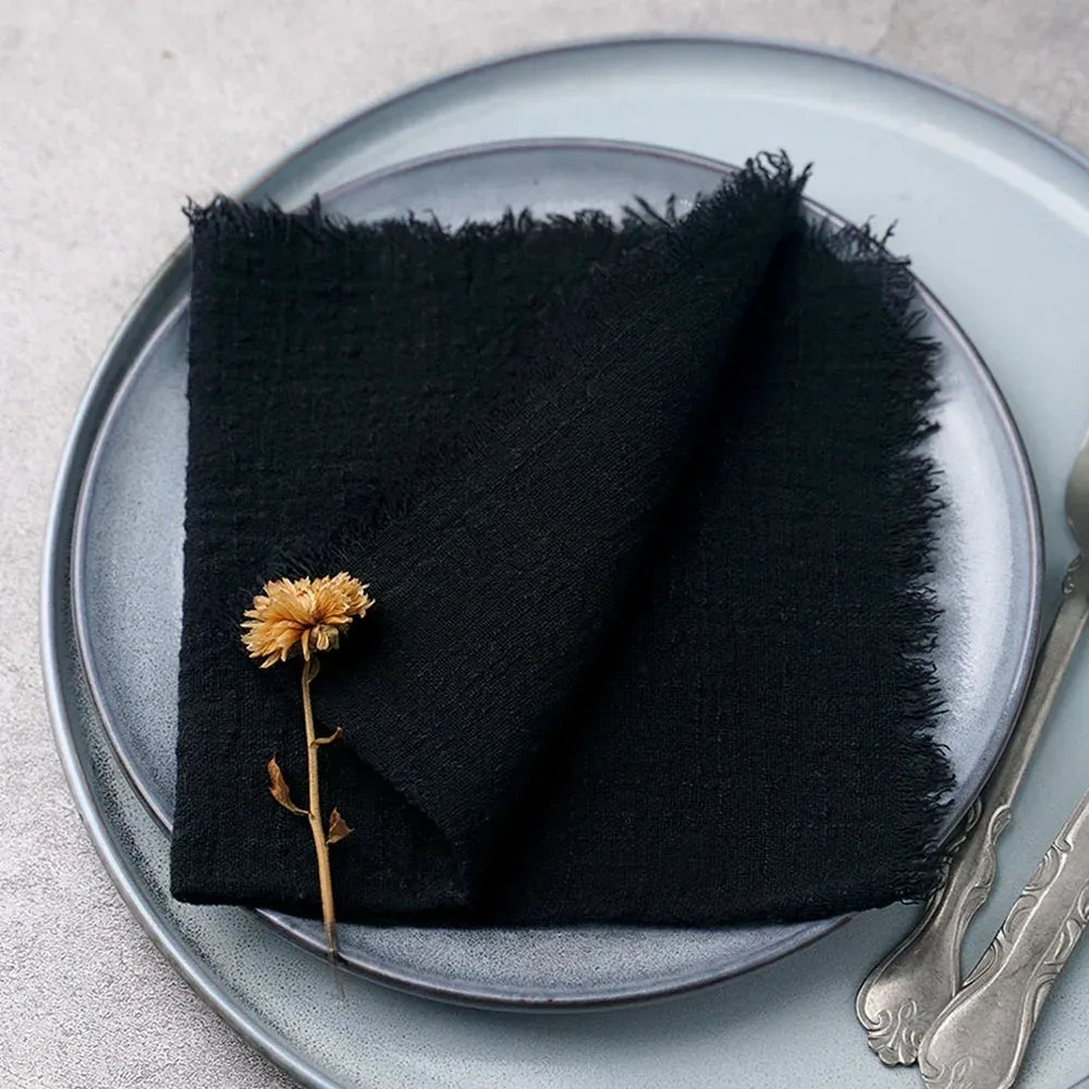 Serviette de Table Boho Noir1