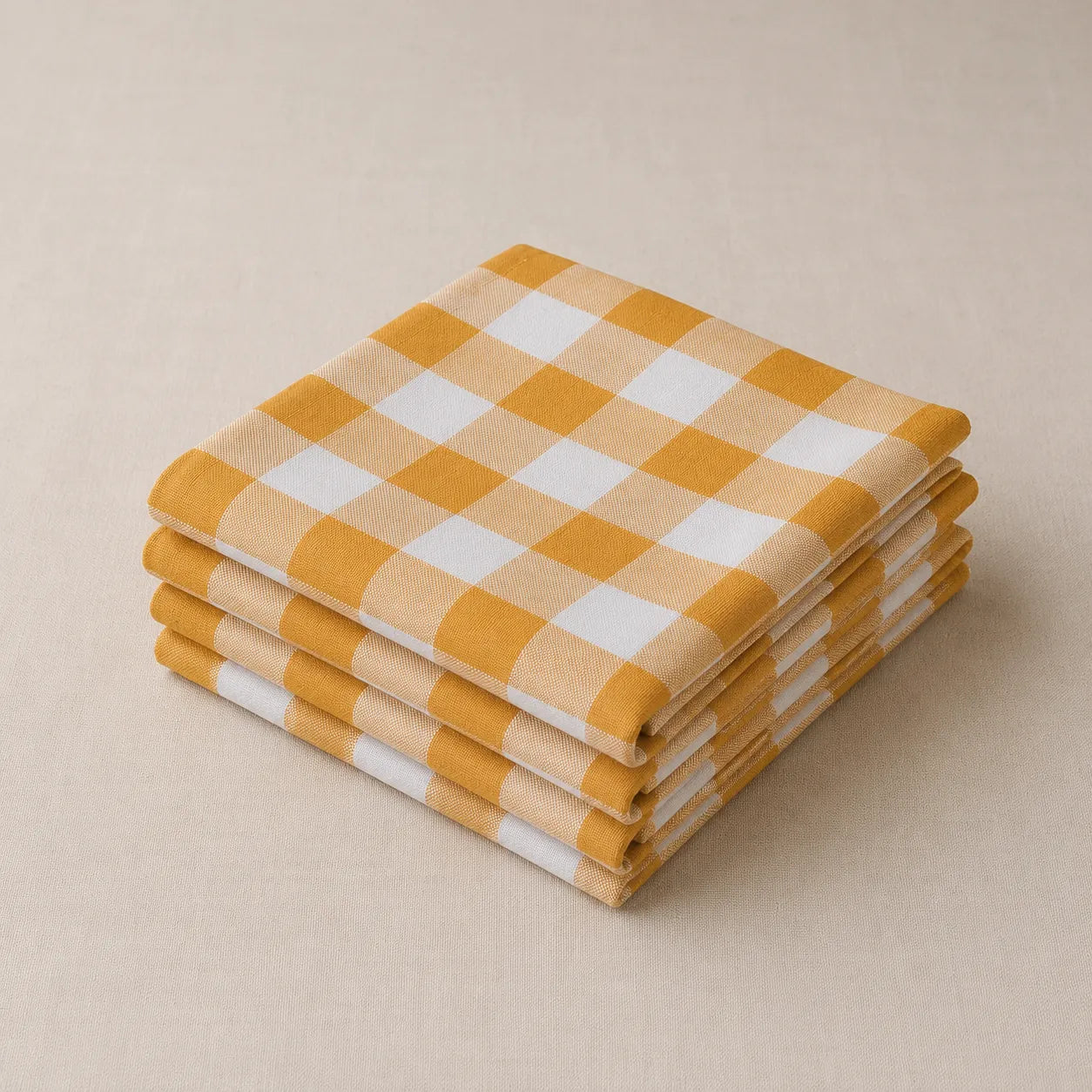 Serviette de Table Carreaux Jaune Minimaliste