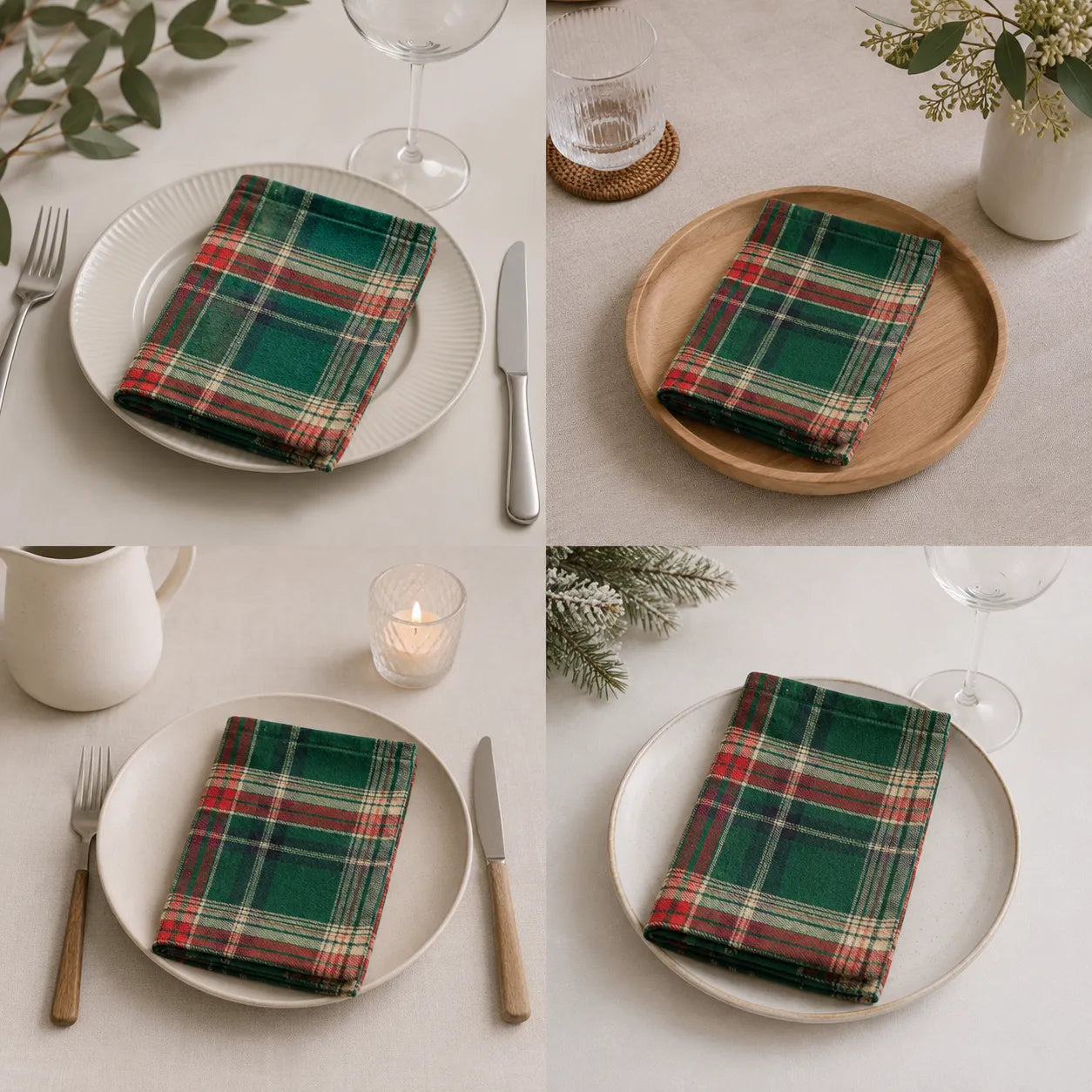 Serviette de Table à Carreaux Minimaliste