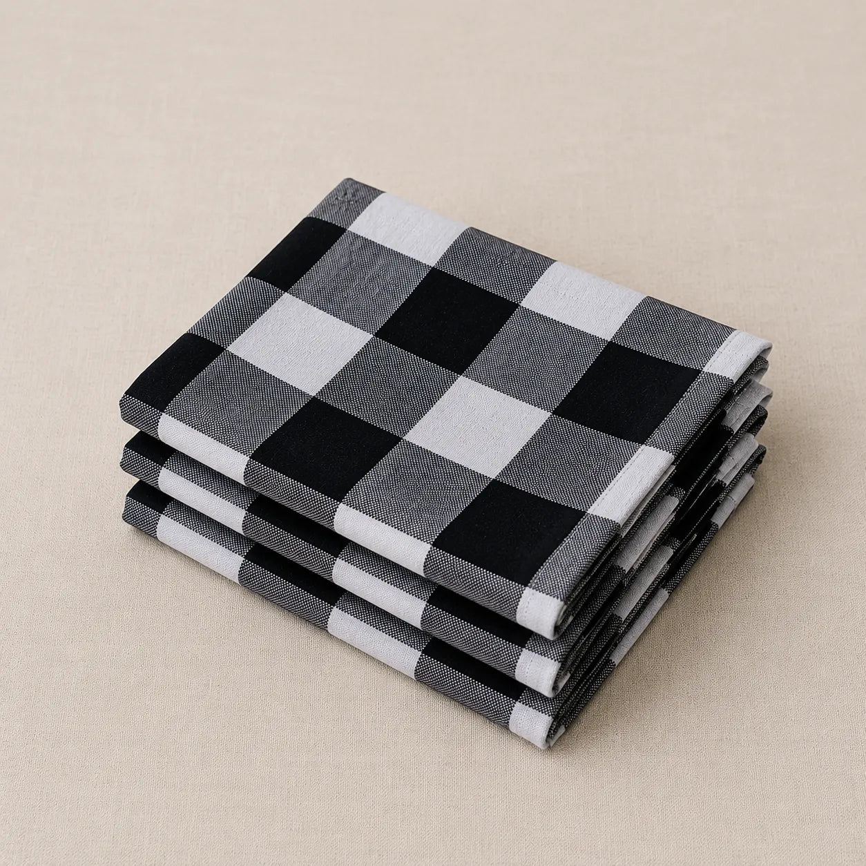 Serviette de Table Carreaux Noir et Blanc Festive