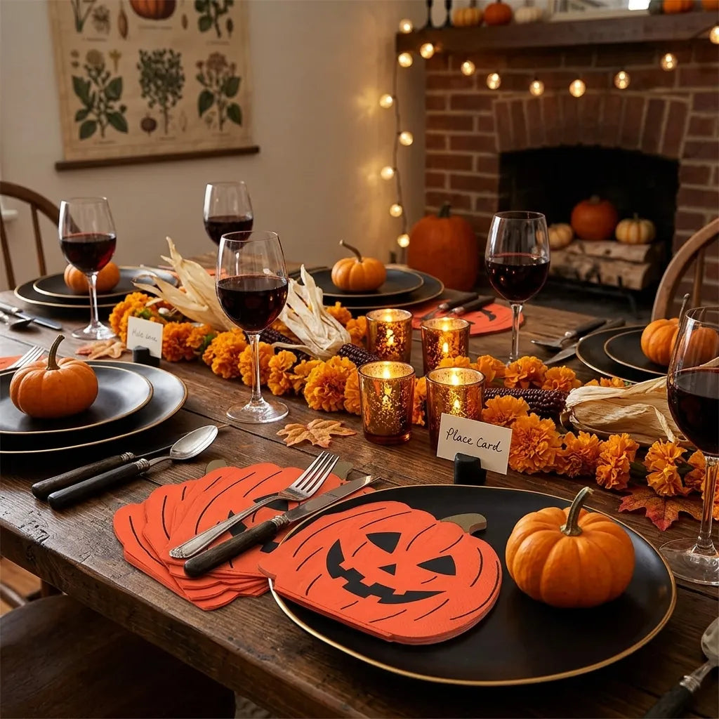 Serviette de Table Citrouille Halloween Unique