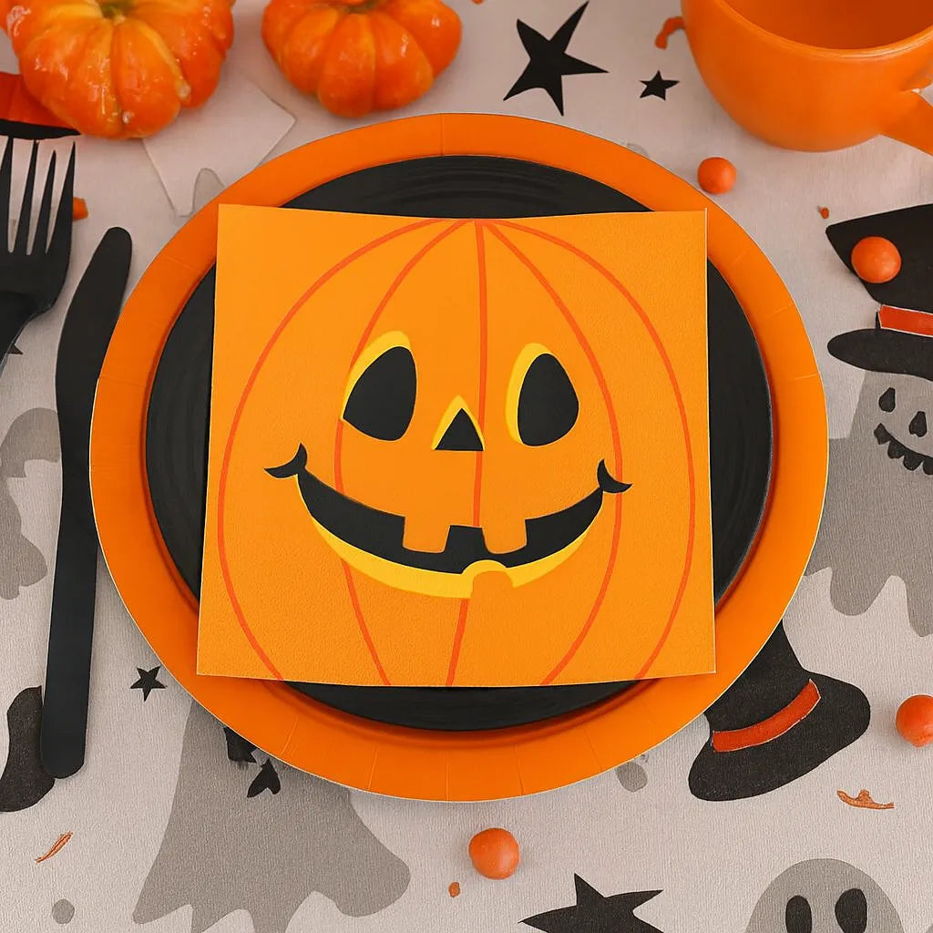 Serviette de Table Halloween Orange Jetable