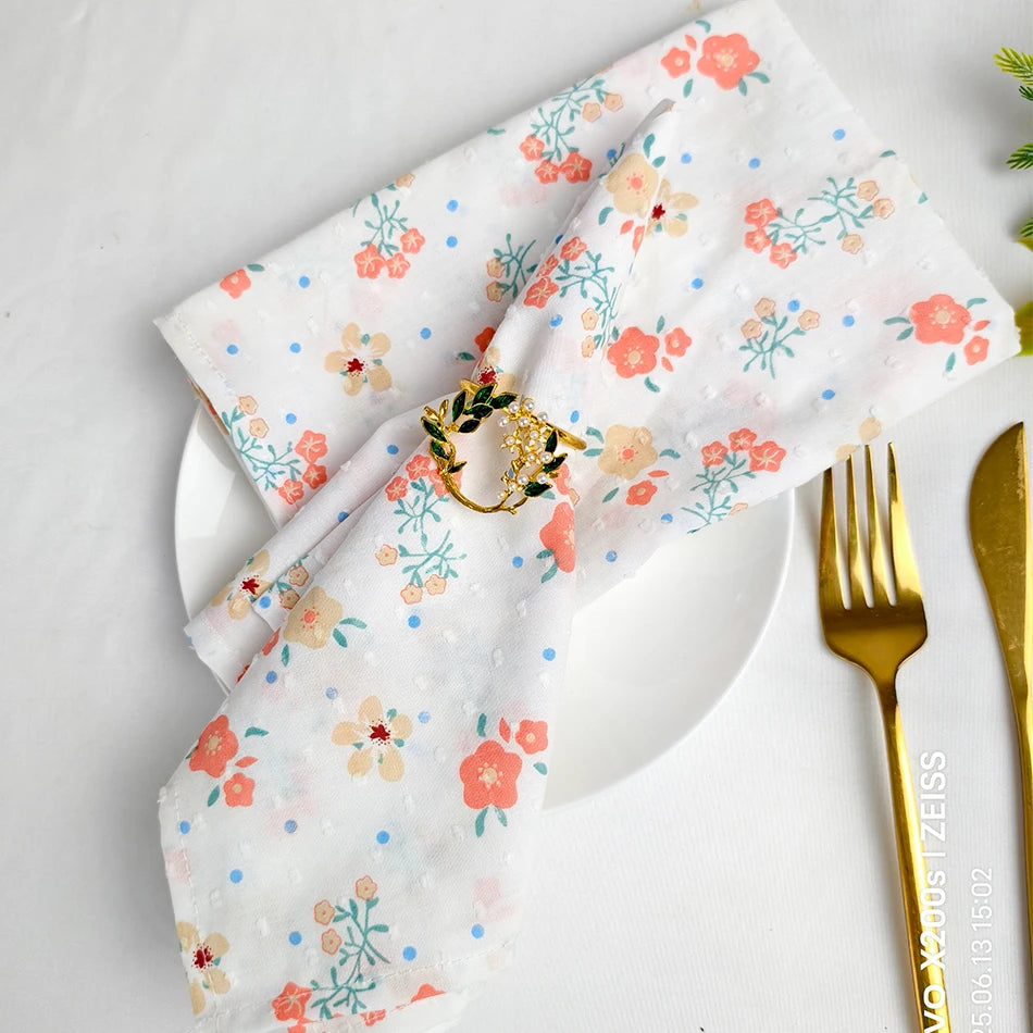 Serviette de Table à Petites Fleurs de Qualité