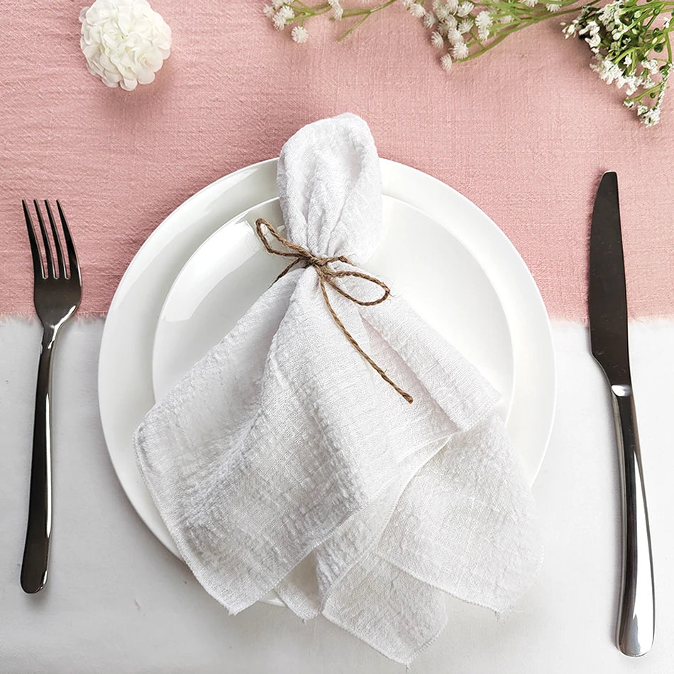 Serviette de Table en Coton Léger Blanc1