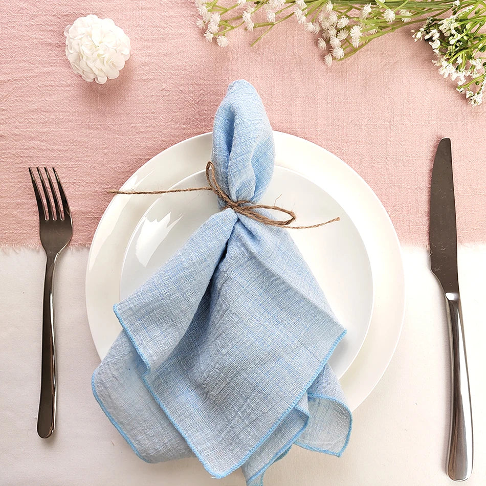 Serviette de Table en Coton Léger Bleu clair