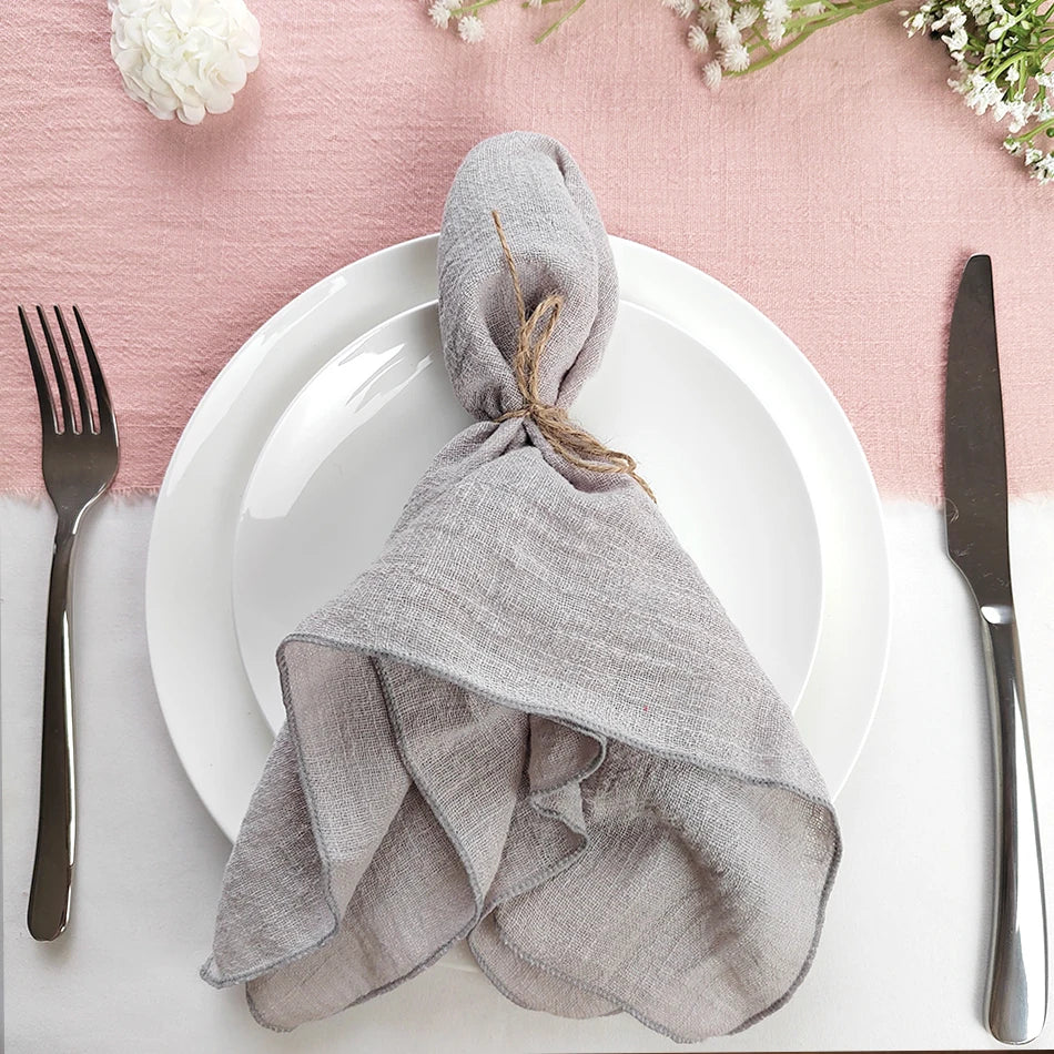 Serviette de Table en Coton Léger Gris1