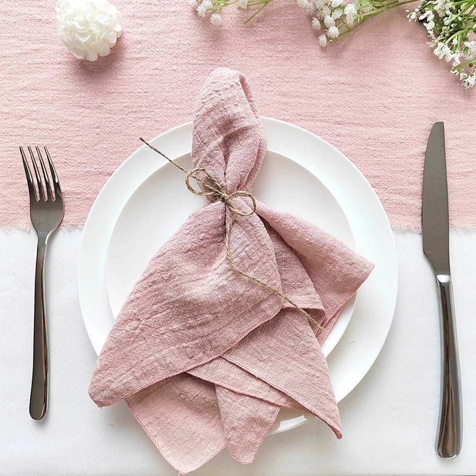 Serviette de Table en Coton Léger Rose1