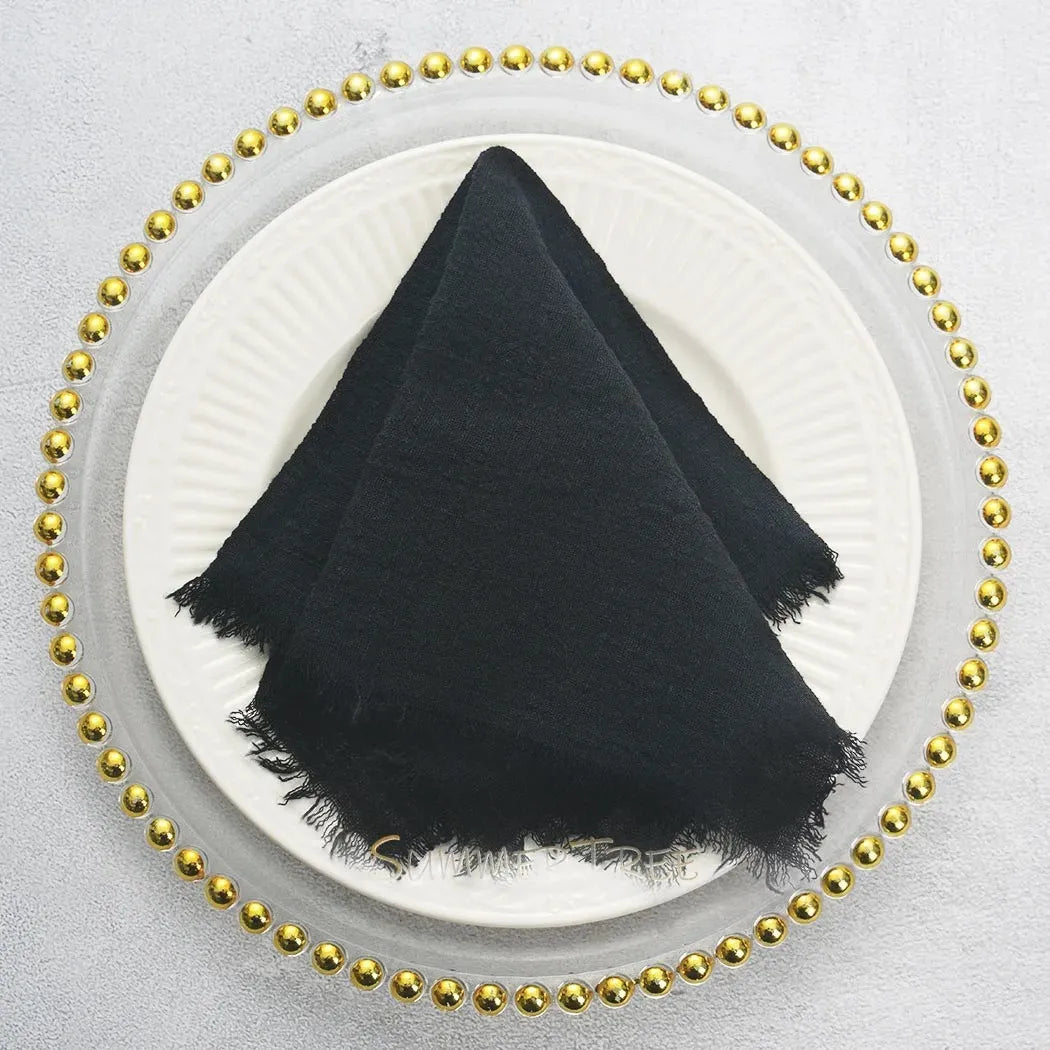 Serviette de Table en Gaze de Coton Noir1