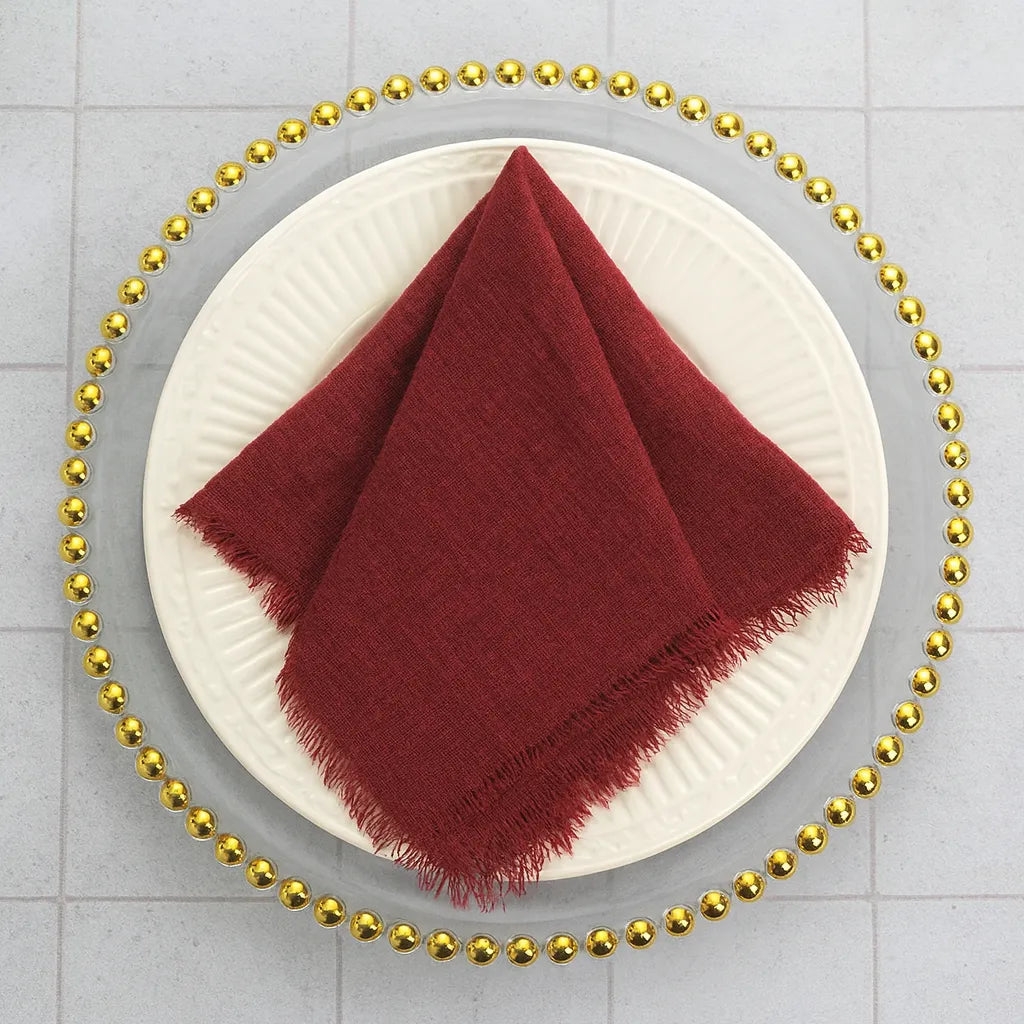 Serviette de Table en Gaze de Coton Rouge1