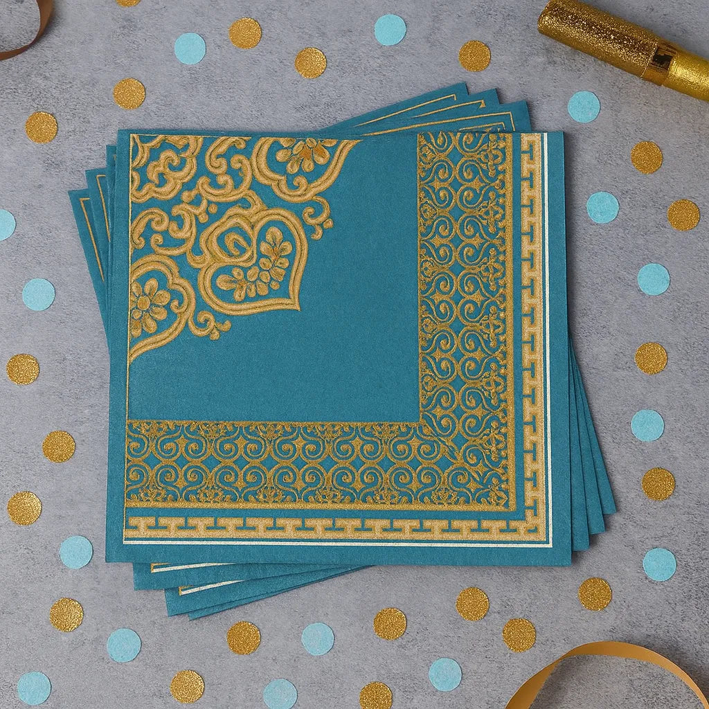 Serviette en Papier Bleu Arabesque 1